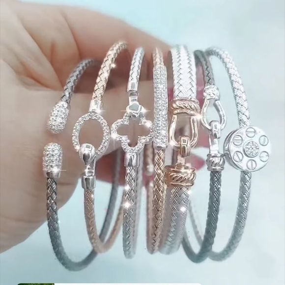 ITALIAN Hook Sterling Silver Bangle Bracelet - Picture 2 of 6